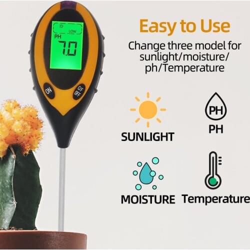 4 in 1 PH/Moisture/Temp/Soil Testers PH Meter plants moisture meter soil moisture sensor Acidity Measure Instrument 60% OFF