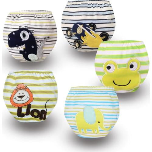 5Pcs Cartoon Baby Training Pants Waterproof Diaper Pant potty toddler panties New underwear Reusable Diapers