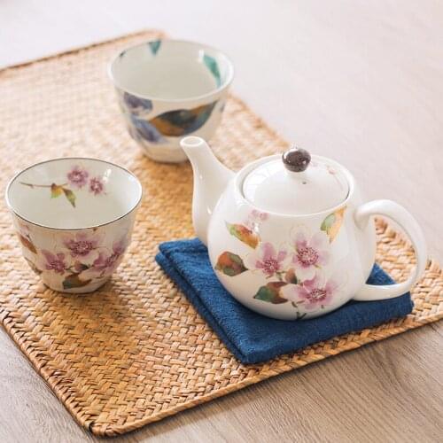 Japanese Flower Tea Set Wedding Ceramic Cup Tea Set Porcelain Matcha Travel Rose Cup Tea Kettle Juego De Te Teaware EF60CJ