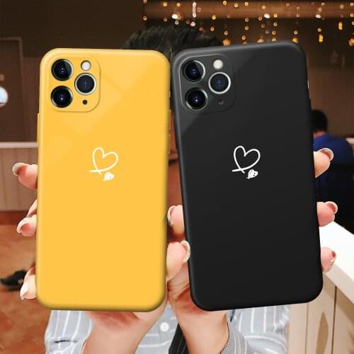YIKS For iPhone 11 Pro Max XS Max XR X 8 7 6 6s Plus Love Heart Couples Case Candy Color For iPhone 12 Pro Soft Silicone Cover