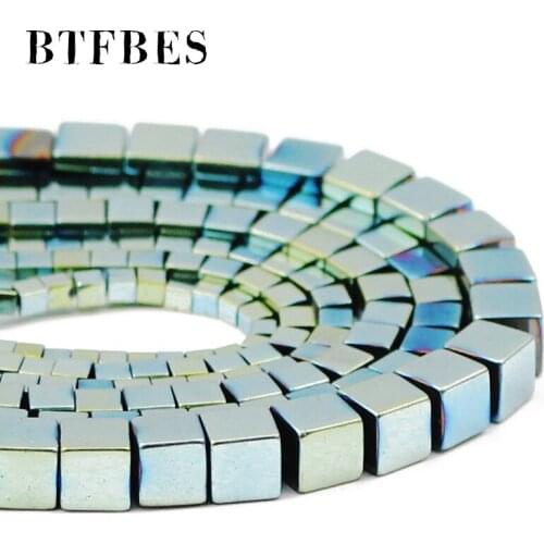 Green Square Shape Hematite Natural Stone Charm Loose Spacer Beads For Handmade bracelet Making Diy Jewelry Earrings 2/3/4/6mm