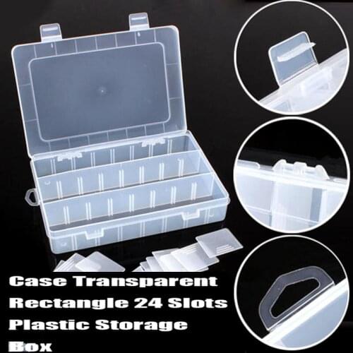Life Essential 24 Compartment Storage Accessories Box Practical Adjustable Plastic Case for Bead Rings Jewelry Display Organizer