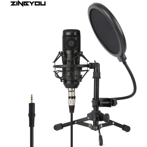 100% Original ZINGYOU Condenser Microphone 3.5mm Streaming Studio Mic For Computer PC Professional Voice Recording Microphone