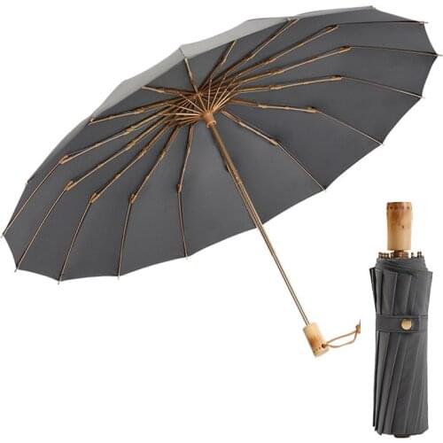 Wind Resistant Umbrella Rain Women For Men Gift 3Folding Manual Parasol Compact Large Luxury Retro 16K Umbrellas