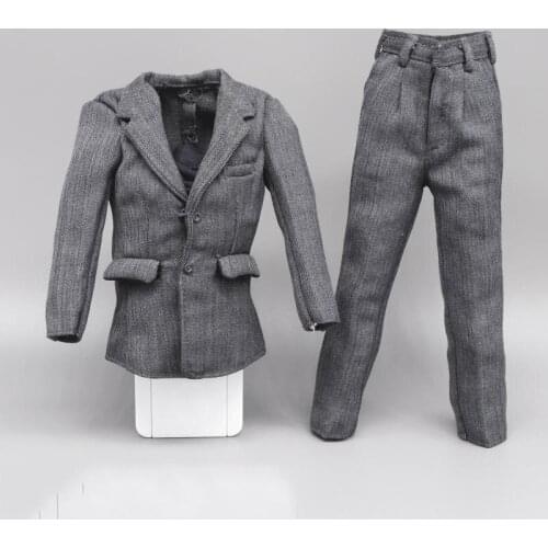 1/6 Soldier Model Gray Suit Uniform Handsome Mens Suit Monochrome Fabric 12" Movable Doll Wear