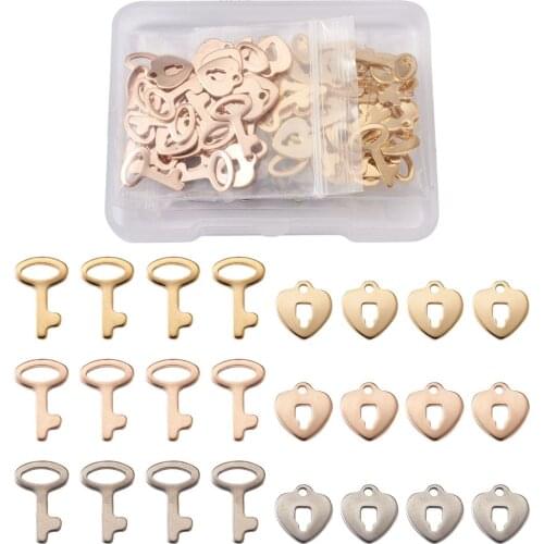 1Box 304 Stainless Steel Pendants Padlock and Heart Lock Pendant For DIY Bracelet Necklace Jewelry making Decor Accessories