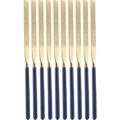 TOP 10Pcs Diamond File High Wear Resistance Diamond Flat File Golden Alloy File Polishing Repair Tool 5X180