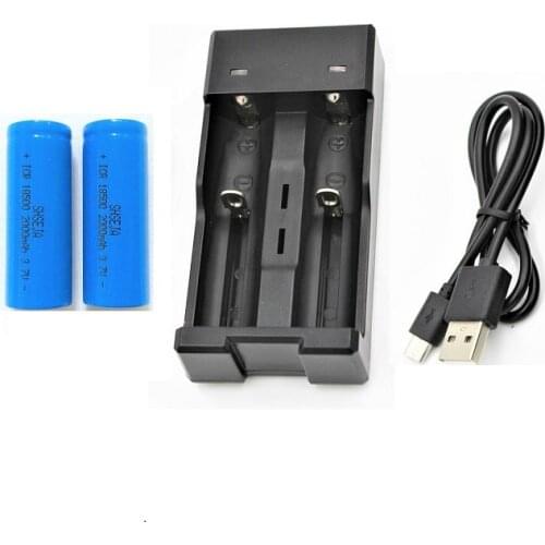 2Pcs/Lot 3.7V 2000Mah rechargeable Battery 18500 battery 3.7V For lashlight +1850018650 16340 14500 lithium battery USB charger