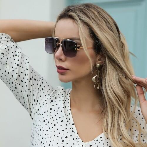 2021 new Rimless Sunglasses Men Women 2021 Fashion Gray Sqaure Sunglasses For Men UV400 Brand Luxury Glasses 3040