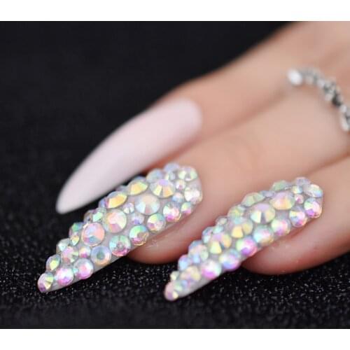 24 Extra Long Nail Pink Clear False Nails Tips Sharp end Stiletto Acrylic Artificial Fake Nail Decoration Tips Acrylic L5012