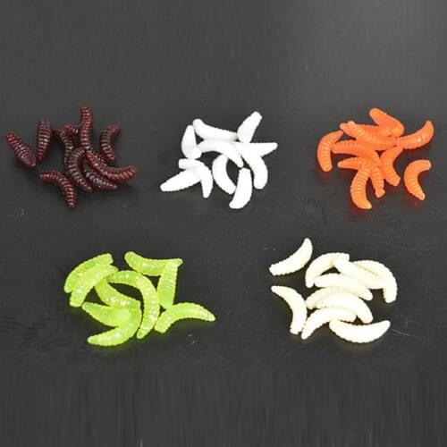 50pcs Worms Bait Soft Fishing Lure Maggots Bass Crankbait Tackle Wobbler