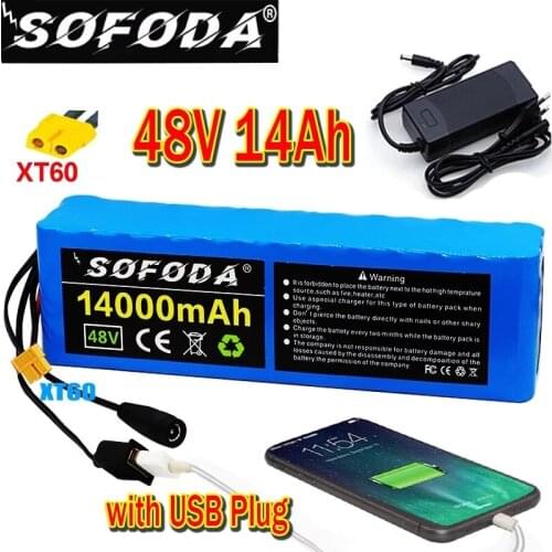 2021 48V battery 13s3p 14Ah battery pack 1000W high power battery Ebike electric bicycle with xt60 plug with USB Plug+ charger