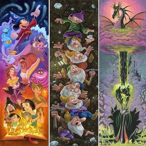 Diamond Painting Full Square Round Cartoon Disney Magic Mickey Dragon 5D DIY Aladdin Embroidery Cross Stitch Mosaic Home Decor