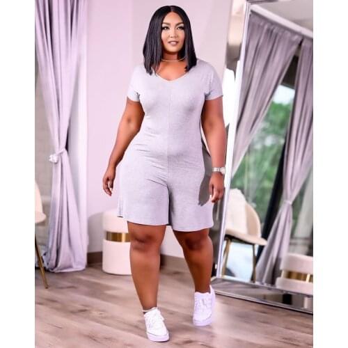 Basic Summer Bodycon Jumpsuit For Women‘s Clothing Casual Fitness Rompers 2021 Playsuit Activity Soft Shorts Overalls XL-5XL