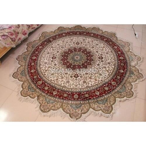 Free shipping 8'X8' Round Hand-knotted Silk Oriental Persian Rug