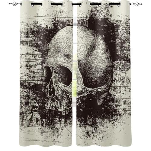Skull Head Splash Ink Modern Curtains for Living Room Bedroom Kitchen Curtains Drapes Window Treatments