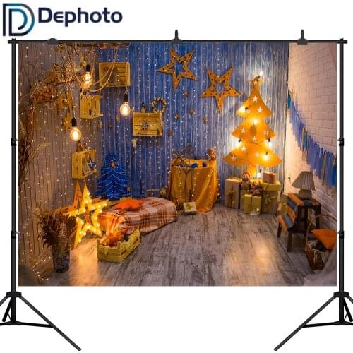 Dephoto Christmas Tree Photography Backdrop Xmas Interior Room Background Children New Year Party Decoration Banner Photo Booth