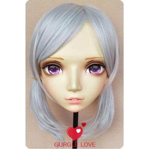 DM079) Girl Sweet Resin Japanese Anime Kigurumi Mask Cosplay Lolita Crossdressing Lifelike BJD Masks Eyes Color for Choose