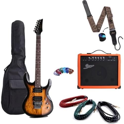 24 Grade Double Shake Electric Guitar Floating Tremolo System Shine Decay Wood Skinned Electric Guitarra Sunset Color AGT238