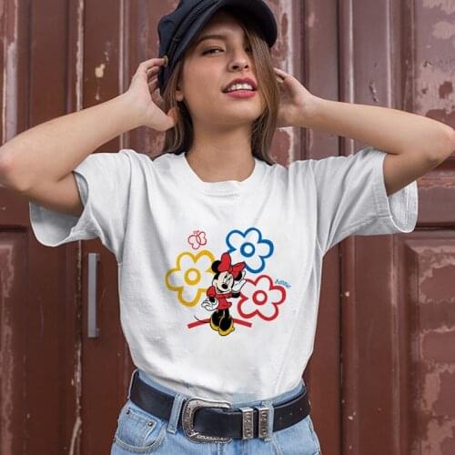 Disney Kawaii Mickey Mouse Graphic Summer T-shirt Girls white short sleeve Tops Casual O-Neck Tees Korean Style Harajuku Clothes