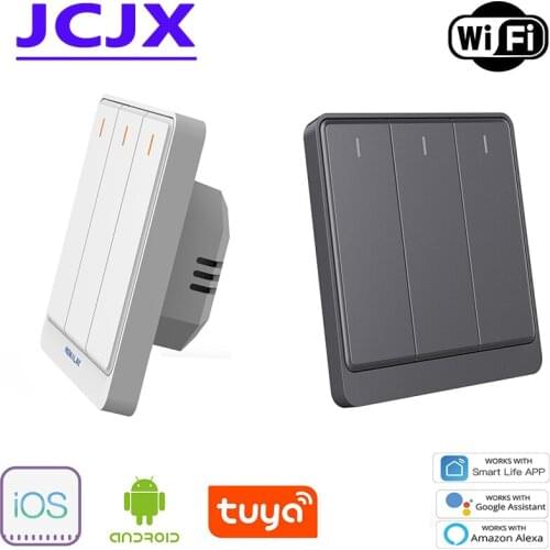 JCJX LSW09 Wifi Wall Touch Switch Smart Light Switch 1/2/3 Gang Tuya Smart Life Smart life Home Support Alexa Google Home UK
