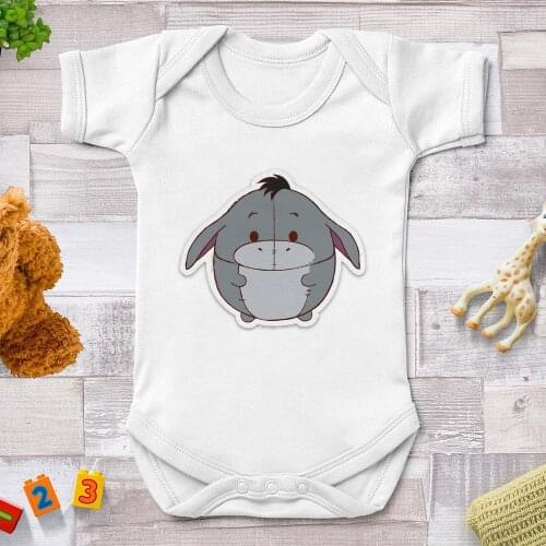 Newborn Jumpsuits For Baby Girls Boys Summer Short Sleeve Winnie Pooh Fat Eeyore Printed Funny Infant Bodysuits Baby Playsuits