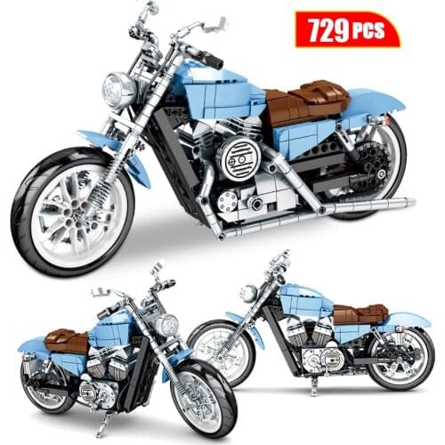 729pcs City MOC Technical Mechanic motorcycle Model Building Blocks Creator Classic Super Bikes Retro Vehicle Bricks Toys