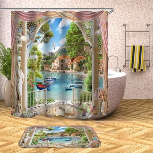 Seaview Beautiful Feathers Exotic Map Waterproof and Mildew Proof with Hook Shower Curtain Bathtub Decoration