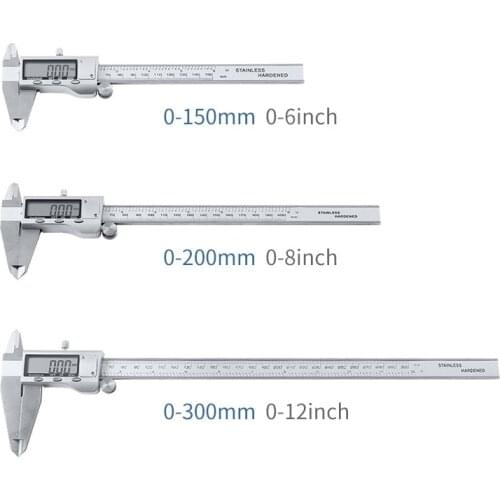 12 Inch LCD Digital Metal Vernier Caliper 0-300mm Stainless Steel Ruler 0.01mm Precision Electronic Inside Micrometer Gauge Tool