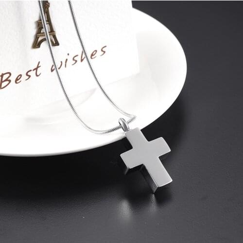 MLN8134 Shiny Polish Cross Cremation Urn Pendant Necklace For Pet/Human Hold Ashes Keepsake Urn Memorial Jewelry
