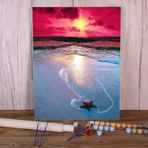 Landscape Sea Coloring By Numbers Painting Complete Kit Oil Paints 50*70 Oil Painting Home Decoration For Kids Wall Wholesale