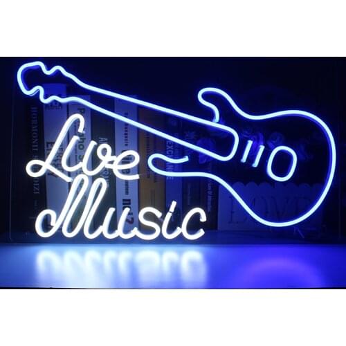 Custom Led Neon Light Signs Live Music Guitar Flex Led Acrylic Wall Hanging Office Decor Studio Gift Decorations For Home Room