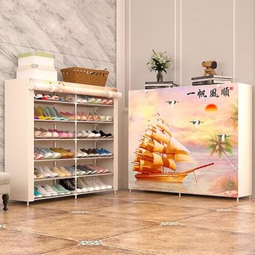 New Simple multi-layer shoe rack household DIY space-saving dormitory storage dustproof small shoe rack home shoe cabinet