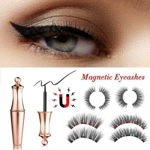 New Magnetic Eyelashes Eyeliner Set Smooth Black Liquid Eye Liner Easy To Wear Magnet Eyelashes Natural Long 3D False Eye Lashes