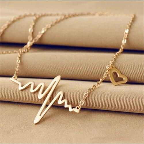 2020 fashion popular electrocardiogram pendant necklace women love shape necklace pendant jewelry accessories