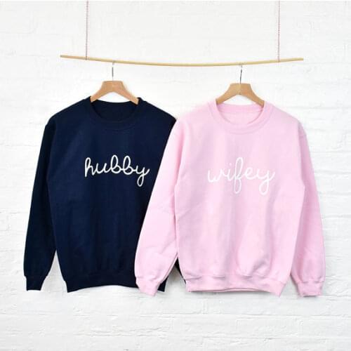 Wifey Hubby Couples Sweatshirt Jumper Newly-wed Gift Honeymoon Gift Wedding Gift Hubby Jumper Wifey Jumper anniversary gift