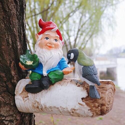 Garden Dwarf Figurine Yard Ornament Gnome and Birds Ornaments Garden Yard Outdoor Indoor Decor Decoration TS1