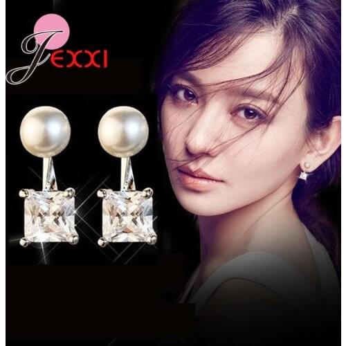 Beautiful Sparking 925 Sterling Silver Jewelry Earrings For Women With Shiny Crystal Best Gifts For Ladies Girl Friend