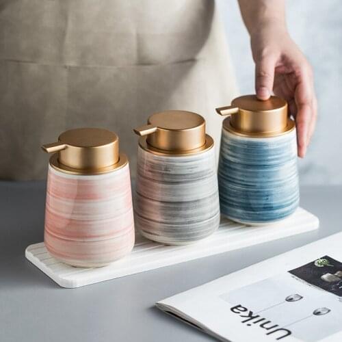 Light Luxury Ceramic Sannitizer Replacement Bottle Hotel Bathroom Shampoo Shower Gel Storage Bottle Bathroom Press Bottle