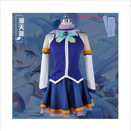 [Stock] Anime Konosuba Aqua Akua Full Set Uniform Cosplay Costume S-XXL New Style Role Play Clothing