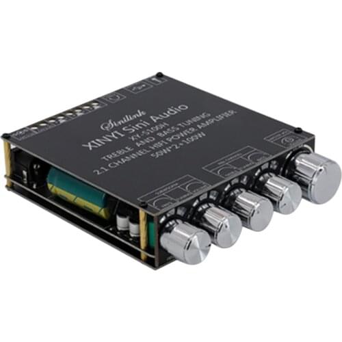 Top TPA3116D2 Bluetooth 5.0 2.1 Channel Power Audio Stereo Subwoofer Amplifier Board 50WX2+100W Speaker AMP XY-S100H