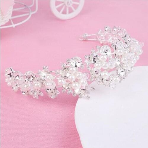 Sliver Leaf hair ornaments wedding hair accessories bridal Imitation Pearl Jewelry Beads headpiece bride headwear headband