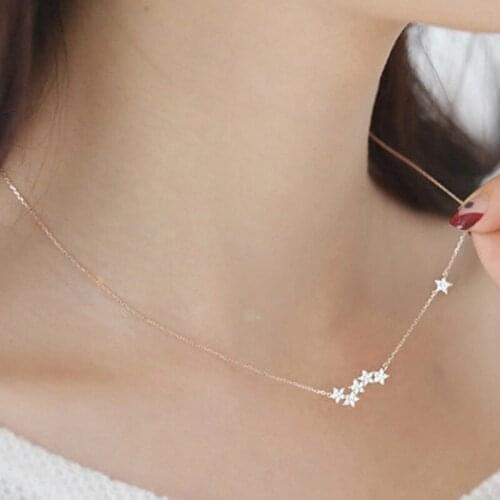 Cute Star Choker Chain Necklace 925 Sterling Silver Multiple Star Chokers Necklaces Collar Women Simple Statement Jewelry