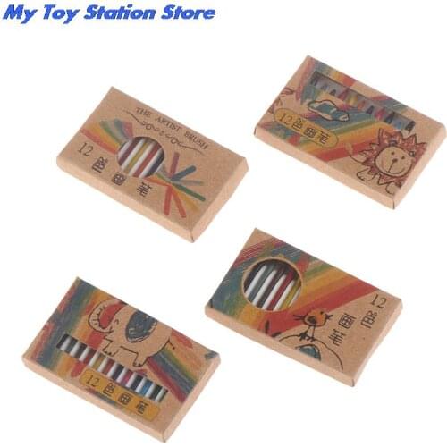 1 Set 12colours Mini Dollhouse Miniature Crayon Doll House Accessories for 1:6 or 1:12 dollhouse dolls house decoration