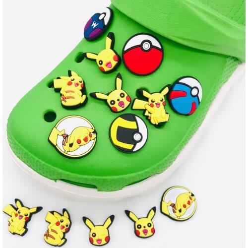 1pcs Pokemon Pikachu Cute Anime Crocs Charms Accessories Shoe Decoration PVC Badgesfor Women Children Kids Boys Girls Gifts