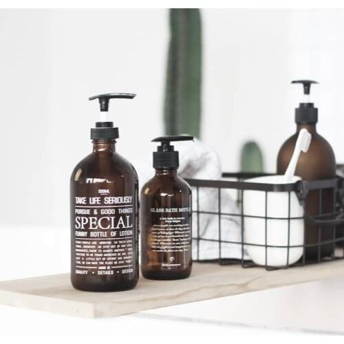 250ml 500ml Bathroom Soap Dispenser Shampoo Bottle Lotion Liquid Glass Storage Bottle Soap Conditioner Hand Sanitizer Sub-bottle