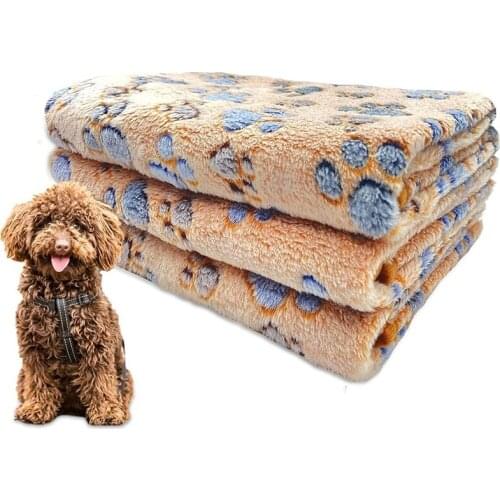 3 Packs Pet Dog Blanket Super Soft Fluffy Premium Fleece Paw Foot Print Warm Flannel Throw For Dog Puppy Cat