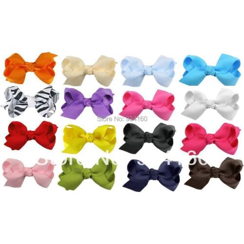 32pcs 2.5" grosgrain Ribbon Boutique Baby Childrens bow Headwear Clips mixed in 16 colors