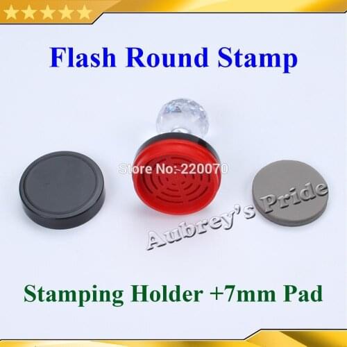 5Pcs Round 25 32 36 38 40 42 45 50mm Blank Flash Stamp Shell Holder +7mm Rubber Pad for Stamp Machine Stamping Making Seal