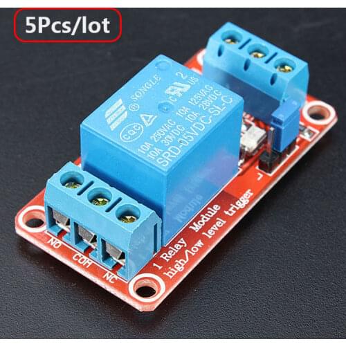 5Pcs/lot One 1 Channel 5V Relay Module Board Shield with Optocoupler Support High and Low Level Trigger for DIY